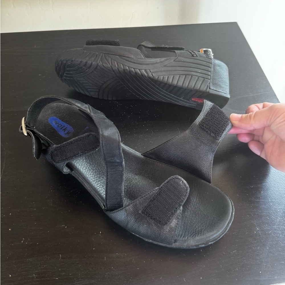 Wolky Shira Black Leather Wedge Sandals - Picture 5 of 7